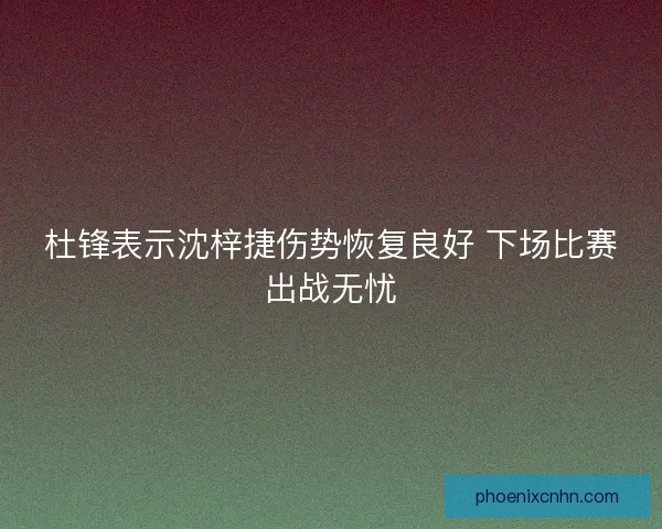 杜锋表示沈梓捷伤势恢复良好 下场比赛出战无忧